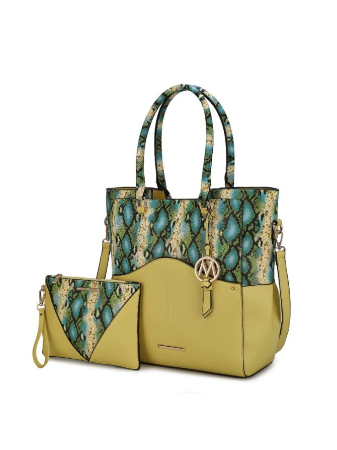 MKF Collection Iris Snake Embossed Vegan Leather Women Tote Bag with matching Wristlet Pouch by Mia k - Image 81