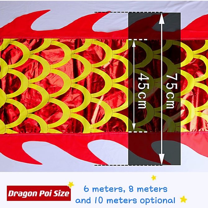 DSJUGGLING 3D Dragon Poi with 340g Weighted Ball & 1.1 Meters Swing Rope - Silk Flowy Shaking & Flinging Chinese Golden Dragon Ribbon Streamer + Travel Bag! - Image 5
