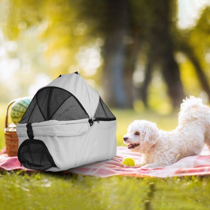 4 Wheels Pet Stroller Foldable Carrier Strolling Cart Travel Jogger Pet Stroller with Removable Liner Storage Basket for Dog Cat - Image 13