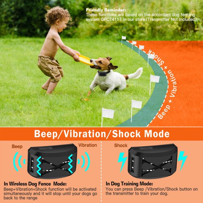 Wireless Electric Dog Fence Waterproof Pet Shock Boundary Containment System Electric Training Collar for Small Medium Large Dogs - Image 24