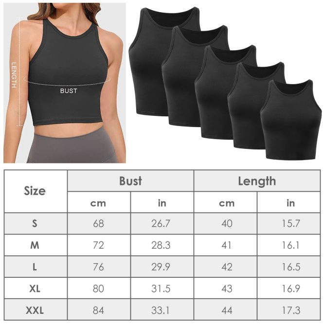 Women Sleeveless Cropped Tank Top High Neck Crop Racer Back Workout Top Machine Washable Summer - Image 15