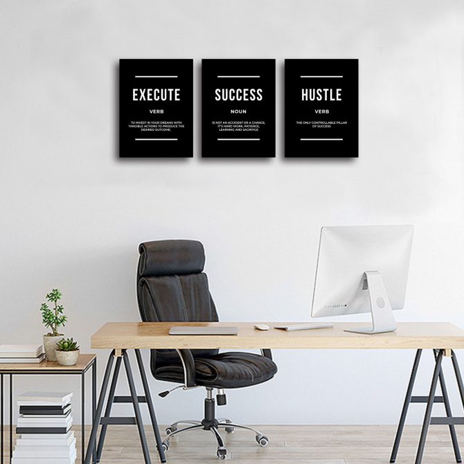 Motivational Wall Art Positive Quote Poster Canvas Painting Execute Success Hustle Inspirational Quotes Wall Art Office Wall Decor Pictures for Home Living Room Workplace,Ready to Hang - Image 2