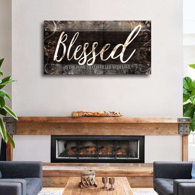 Blessed Home Quote Canvas Wall Art|Brown Wall Decor for Living Room|Blessed is the home Christian Wall Art|Ready to Hang Wall Picture for Dining Room Bedroom Decoration - Image 3