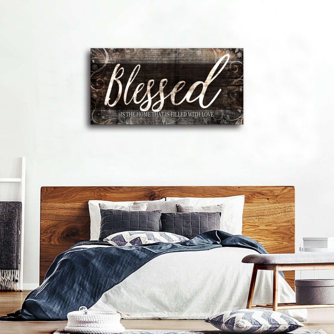 Blessed Home Quote Canvas Wall Art|Brown Wall Decor for Living Room|Blessed is the home Christian Wall Art|Ready to Hang Wall Picture for Dining Room Bedroom Decoration - Image 4