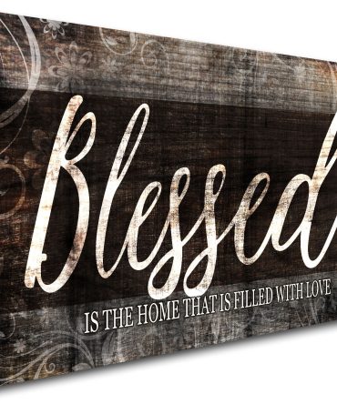 Blessed Home Quote Canvas Wall Art|Brown Wall Decor for Living Room|Blessed is the home Christian Wall Art|Ready to Hang Wall Picture for Dining Room Bedroom Decoration