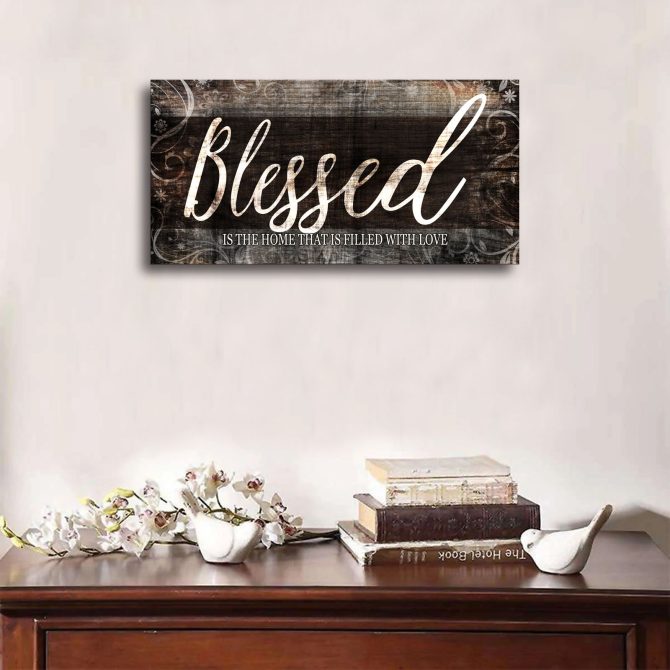 Blessed Home Quote Canvas Wall Art|Brown Wall Decor for Living Room|Blessed is the home Christian Wall Art|Ready to Hang Wall Picture for Dining Room Bedroom Decoration - Image 5