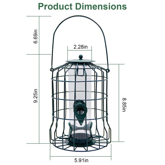 Outdoor Wild Bird Feeder Squirrel-Proof Chew-Proof Metal Hanging Seed Feeder with 4 Feeding Ports for Small Songbirds - Image 6