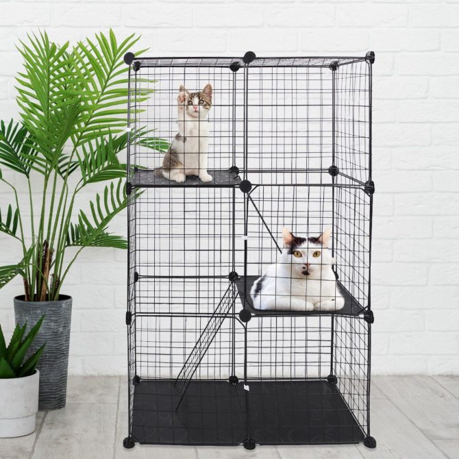 3 Tier Cat Playpen Cage Metal Indoor Cat House Detachable Kitten House with 3 Doors 2 Ladders Large Cat Exercise Place for 1-2 Cats Black - Image 7