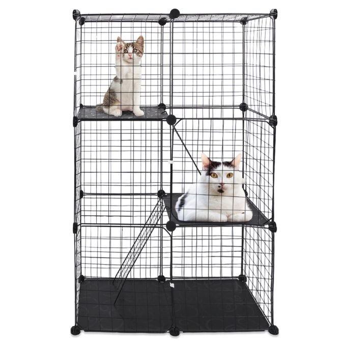 3 Tier Cat Playpen Cage Metal Indoor Cat House Detachable Kitten House with 3 Doors 2 Ladders Large Cat Exercise Place for 1-2 Cats Black - Image 10