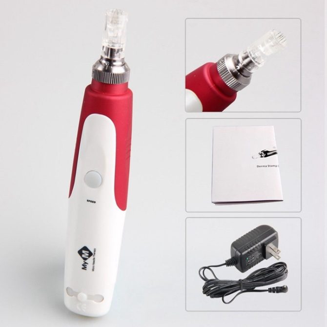 MYM Electric Derma Pen Stamp Auto MicroNeed1e Roller 2x 12Pin Cartridges - Image 4
