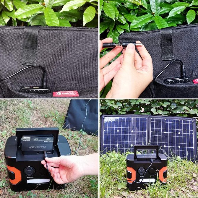 100W 18V Portable Solar Panel, Flashfish Foldable Solar Charger with 5V USB 18V DC Output Compatible with Portable Generator, Smartphones, Tablets and More - Image 5