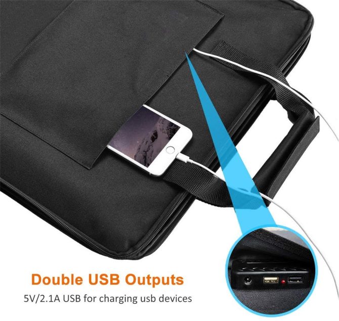 100W 18V Portable Solar Panel, Flashfish Foldable Solar Charger with 5V USB 18V DC Output Compatible with Portable Generator, Smartphones, Tablets and More - Image 6