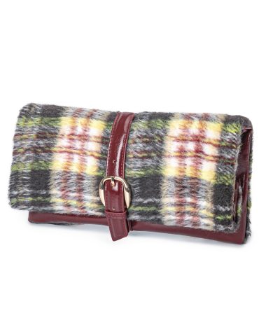 MKF Collection Koumei Wristlet Purse Envelope Snap, Convertible Shoulder Bag Faux Shearling by Mia K.