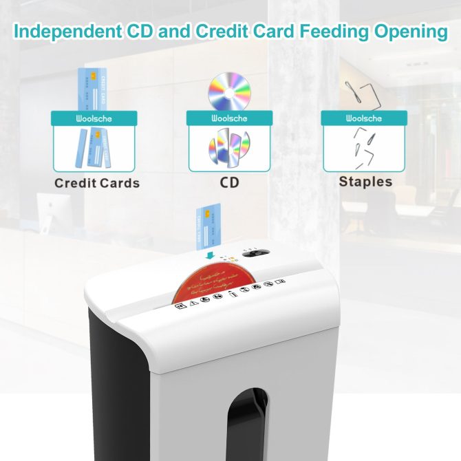 Woolsche Paper Shredder, P-4 Security Level,15-Sheet Cross Cut with 5.8-Gallon Pull Out Bin, Shred Paper and Credit Card/CD for Office Use - Image 3