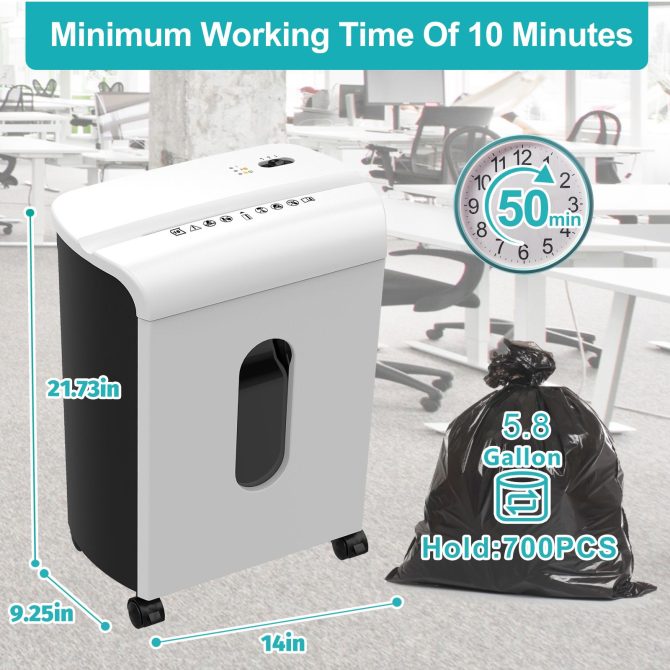 Woolsche Paper Shredder, P-4 Security Level,15-Sheet Cross Cut with 5.8-Gallon Pull Out Bin, Shred Paper and Credit Card/CD for Office Use - Image 6