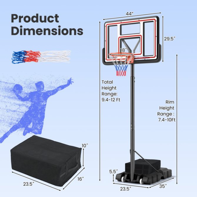 Portable Basketball Hoop Adjustable Basketball Goal System - Image 4