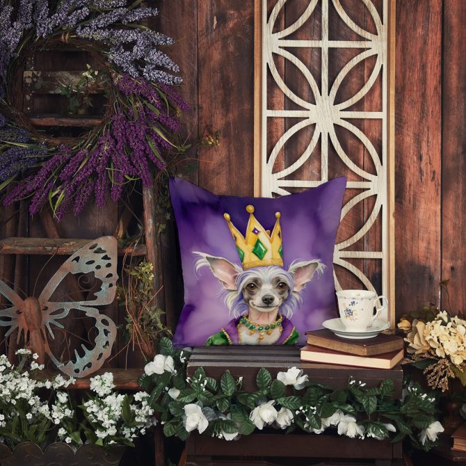 Chinese Crested King of Mardi Gras Throw Pillow Machine Washable, Indoor Outdoor Decorative Pillow for Couch, Bed or Patio, 18Hx18W - Image 3