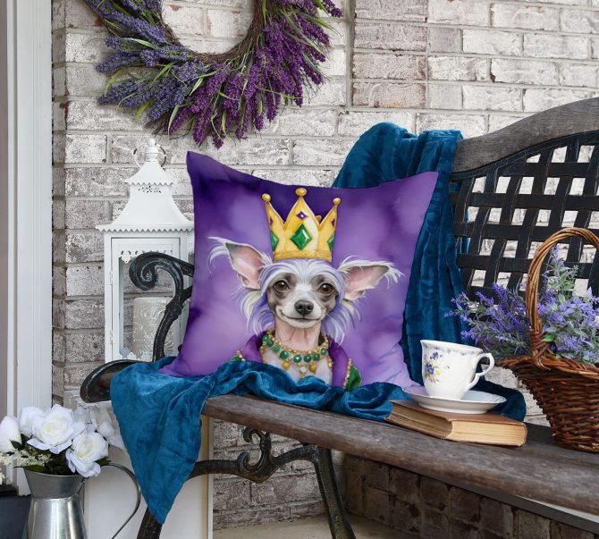 Chinese Crested King of Mardi Gras Throw Pillow Machine Washable, Indoor Outdoor Decorative Pillow for Couch, Bed or Patio, 18Hx18W - Image 4