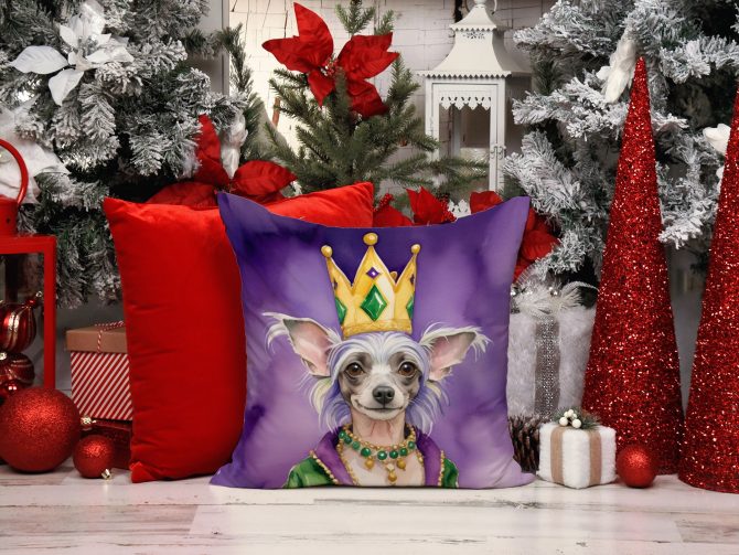 Chinese Crested King of Mardi Gras Throw Pillow Machine Washable, Indoor Outdoor Decorative Pillow for Couch, Bed or Patio, 18Hx18W - Image 5
