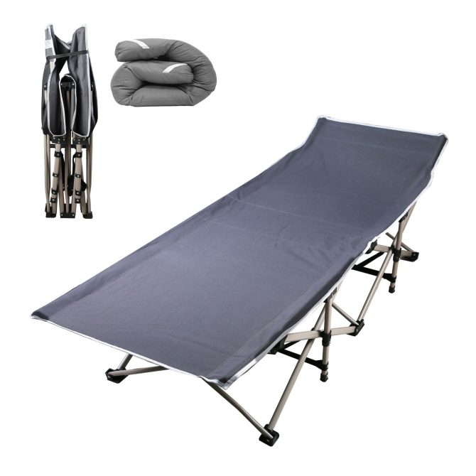 Folding Camping Cot Portable Sleeping Camping Bed Collapsible Travel Camp Cots Guest Bed Cot with 2-Sided Soft Pad 440LBS Max Load - Image 4