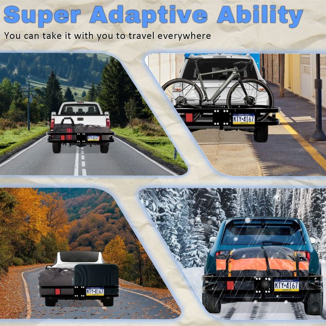 Trailer Hitch Cargo Carrier 500 Lbs,Heavy Duty Hitch Basket,Folding Cargo Carrier Hitch Mount Fits 2" Hitch Receiver with Waterproof Cargo Bag,License Plate Frame for Truck,SUV,RV - Image 12