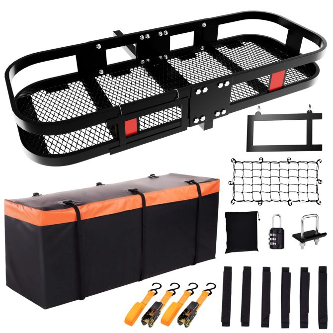 Trailer Hitch Cargo Carrier 500 Lbs,Heavy Duty Hitch Basket,Folding Cargo Carrier Hitch Mount Fits 2" Hitch Receiver with Waterproof Cargo Bag,License Plate Frame for Truck,SUV,RV - Image 8