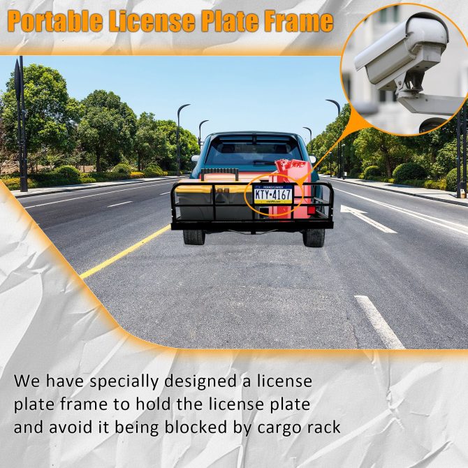 Trailer Hitch Cargo Carrier 500 Lbs,Heavy Duty Hitch Basket,Folding Cargo Carrier Hitch Mount Fits 2" Hitch Receiver with Waterproof Cargo Bag,License Plate Frame for Truck,SUV,RV - Image 4