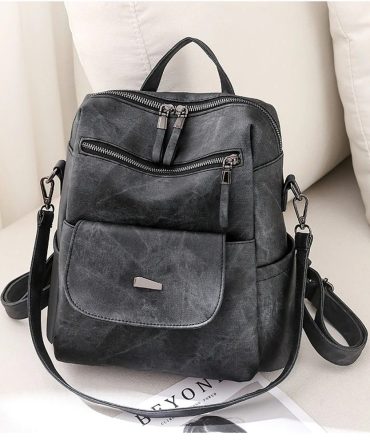 PU Leather Backpack Purse for Women Casual Handbag Ladies Shoulder Bags Black