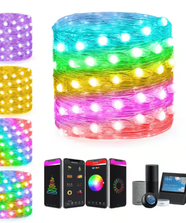 100-light 33 ft. Outdoor USB or Battery Operated Integrated LED Fairy String Light - App Control 44-Modes RGB Color