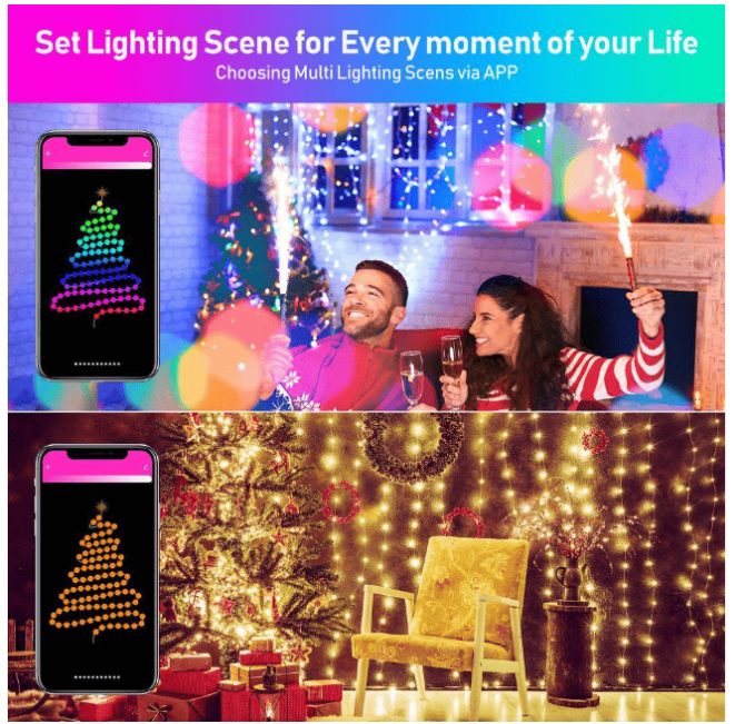 100-light 33 ft. Outdoor USB or Battery Operated Integrated LED Fairy String Light - App Control 44-Modes RGB Color - Image 5