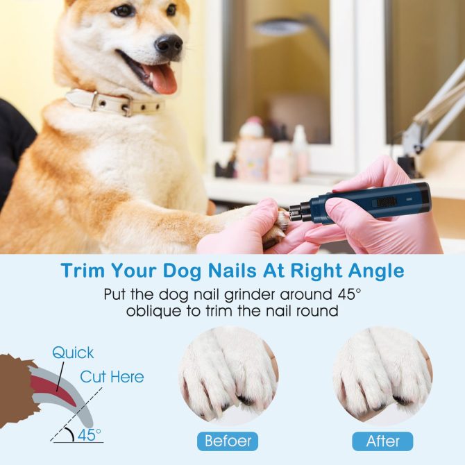 Dog Nail Grinder 2 Speeds Quiet USB Rechargeable Pet Nail Grinder Professional Pet Nail Trimmer Cordless Paws Grooming - Image 5