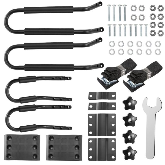 1 Pair Universal J-Bar Kayak Carrier 220LBS Load Heavy Duty Canoe Car Top Mount Carrier Roof Rack with 2Pcs Tie Down Straps - Image 5