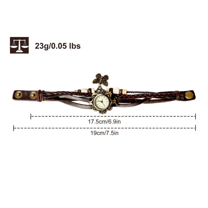 Vintage Women's Watch Bohemian Handmade Leather Watch Quartz Wrist Watch Fashion - Image 2