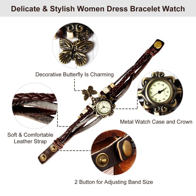 Vintage Women's Watch Bohemian Handmade Leather Watch Quartz Wrist Watch Fashion - Image 3