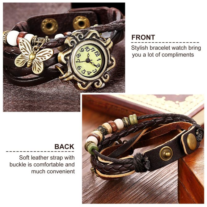 Vintage Women's Watch Bohemian Handmade Leather Watch Quartz Wrist Watch Fashion - Image 4