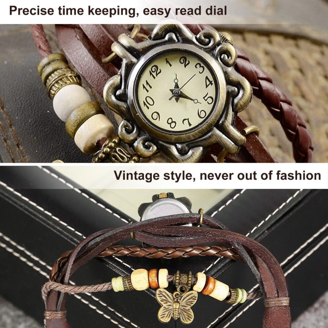 Vintage Women's Watch Bohemian Handmade Leather Watch Quartz Wrist Watch Fashion - Image 5