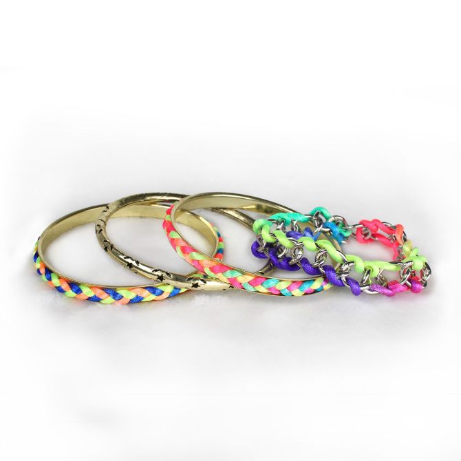 4Pcs Colorful Woven Burnished Gold Bracelets Set - Image 4