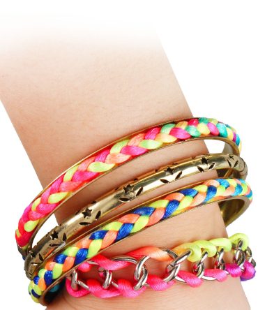 4Pcs Colorful Woven Burnished Gold Bracelets Set