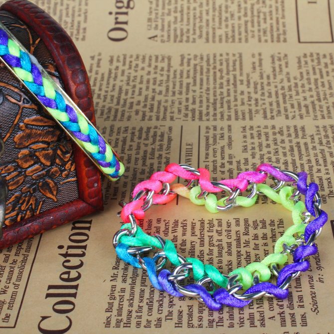 4Pcs Colorful Woven Burnished Gold Bracelets Set - Image 6