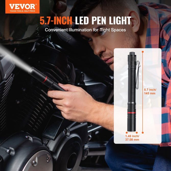 VEVOR 5.9 Inch Rechargeable Penlight 300 lumens 3 Lighting Modes Pocket Penlight - Image 2