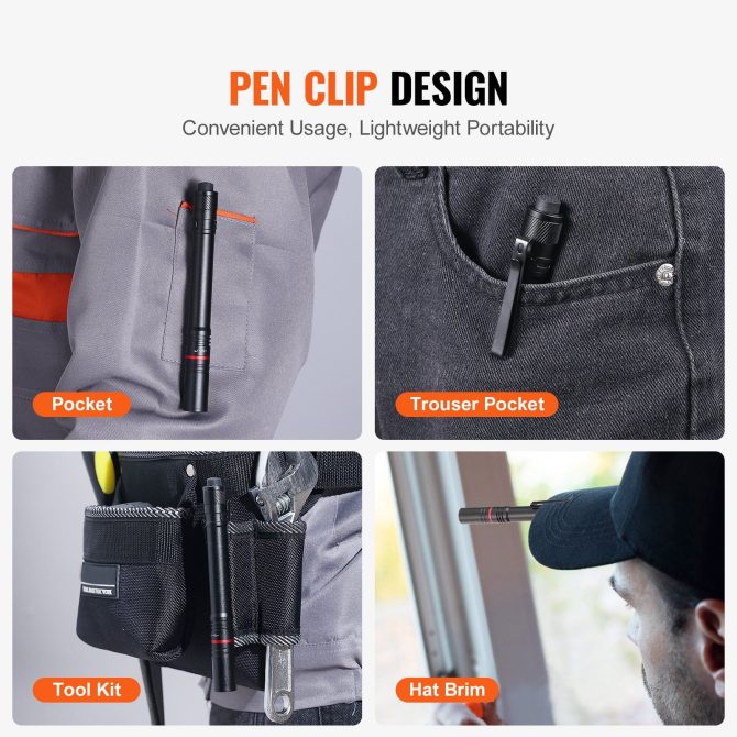 VEVOR 5.9 Inch Rechargeable Penlight 300 lumens 3 Lighting Modes Pocket Penlight - Image 5