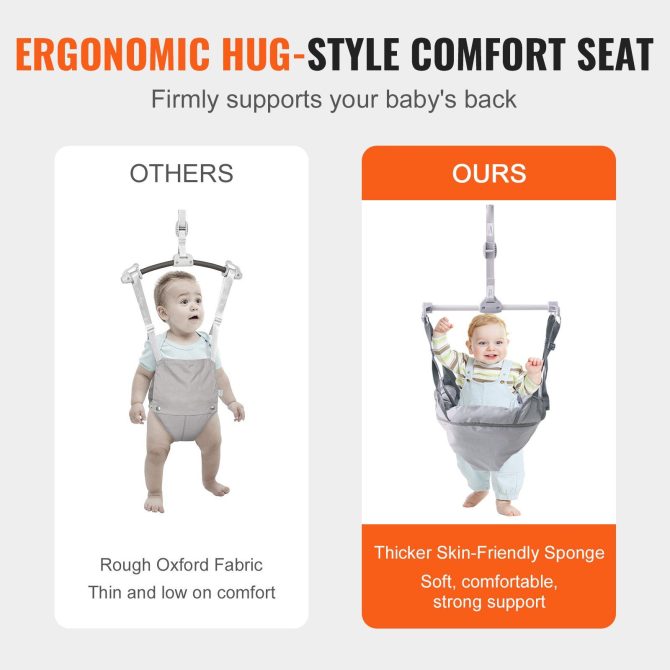 VEVOR Baby Jumper with Stand, Height-Adjustable Baby Jumpers and Bouncers, 35LBS Loading Toddler Infant Jumper for 3+ Months, Quick-Folding Indoor/Outdoor Jumper Exerciser Gift for Babies - Image 4