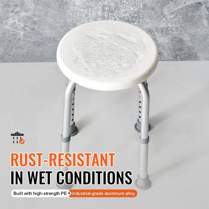 VEVOR Shower Chair for Inside Shower, Adjustable Height Shower Stool, Non-Slip Bench Bathtub Seat Stool for Elderly Disabled Adults Handicap, 300 lbs Capacity - Image 5