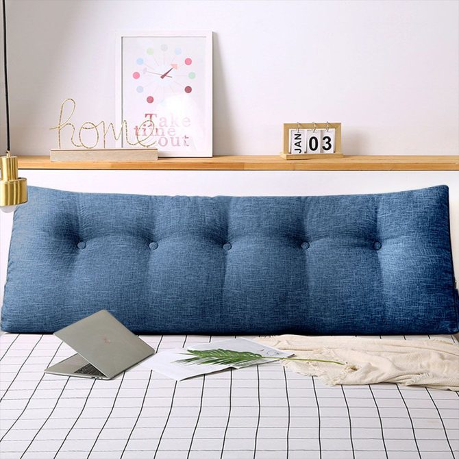 SOGA 120cm Blue Triangular Wedge Bed Pillow Headboard - Image 3