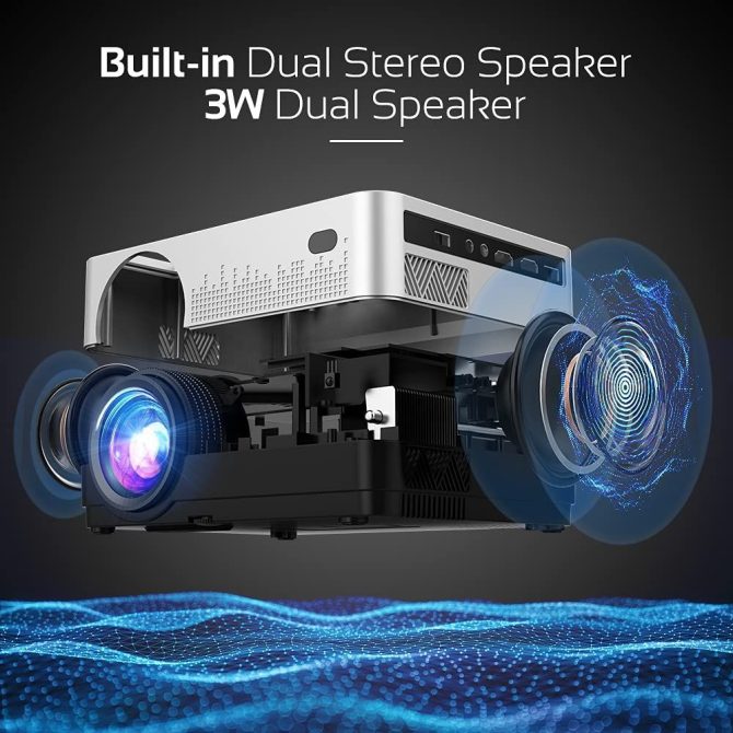 DBPOWER WiFi Projector, Upgrade 8500L Full HD 1080p Video Projector with Carry Case, Support iOS/Android Sync Screen, Zoom&Sleep Timer, 4.3' LCD Home Movie Projector Compatible w/Smart Phone/Laptop - Image 3