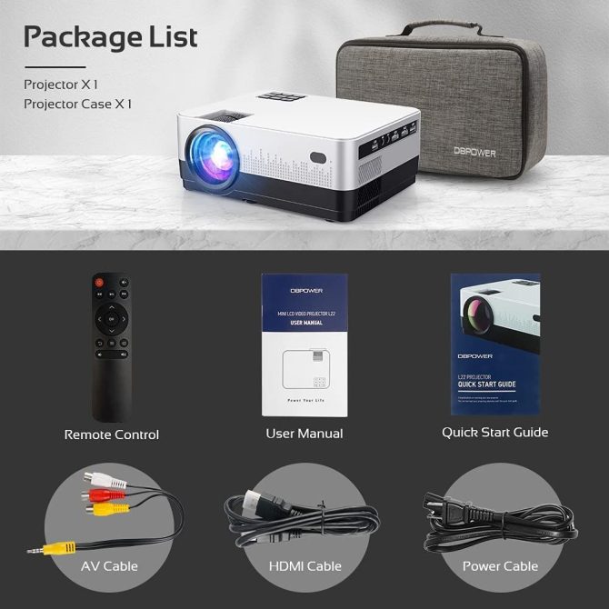 DBPOWER WiFi Projector, Upgrade 8500L Full HD 1080p Video Projector with Carry Case, Support iOS/Android Sync Screen, Zoom&Sleep Timer, 4.3' LCD Home Movie Projector Compatible w/Smart Phone/Laptop - Image 6