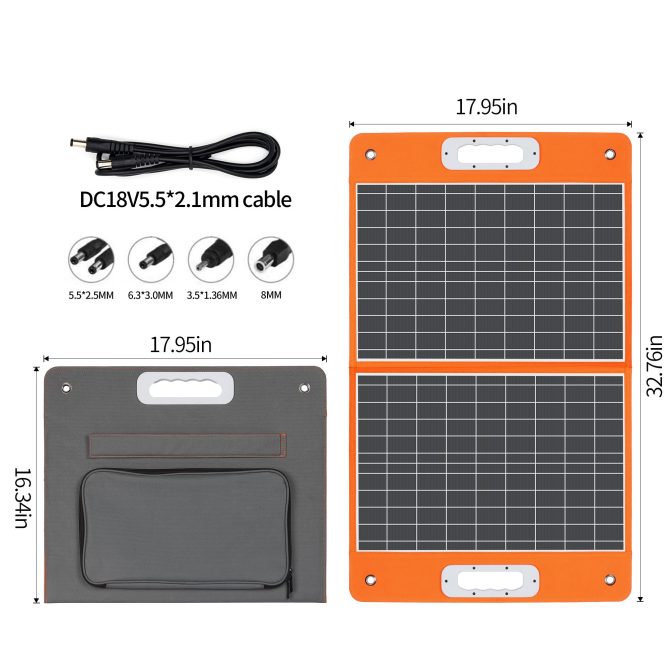 60W 18V Portable Solar Panel;  Flashfish Foldable Solar Charger with 5V USB 18V DC Output Compatible with Portable Generator;  Smartphones;  Tablets and More - Image 2