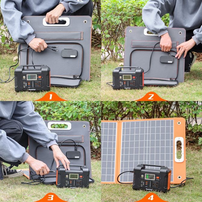 60W 18V Portable Solar Panel;  Flashfish Foldable Solar Charger with 5V USB 18V DC Output Compatible with Portable Generator;  Smartphones;  Tablets and More - Image 6