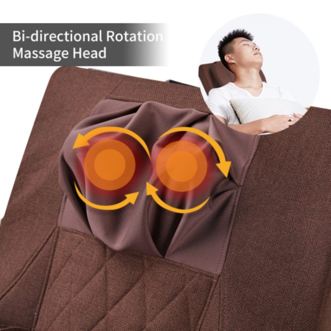 Full massage function-Air pressure-Comfortable Relax Rocking Chair;  Lounge Chair Relax Chair with Cotton Fabric Cushion Brown - Image 8