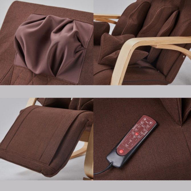 Full massage function-Air pressure-Comfortable Relax Rocking Chair;  Lounge Chair Relax Chair with Cotton Fabric Cushion Brown - Image 9